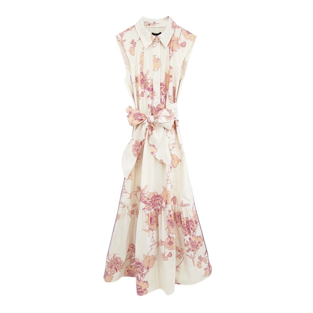 ME+EM Cotton Scribbled Floral Print Maxi Shirt Dress 2